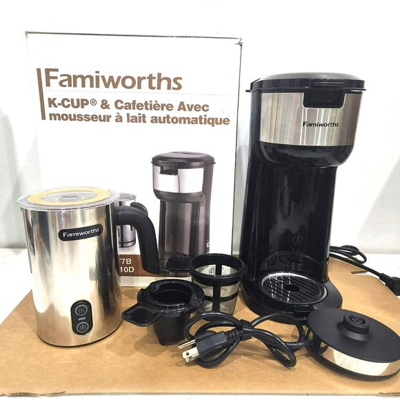 Combo Single Serve Coffee Maker & Milk Frother K cup Ground Coffee Self-cleaning - Picture 3 of 14